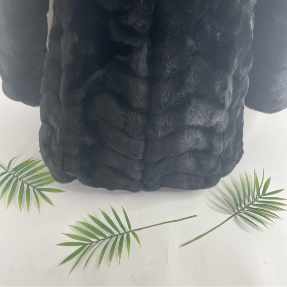 Liz Claiborne Womens Black Hooded Faux Fur Full Zip Jacket Coat Size Small Lined - Picture 8 of 13